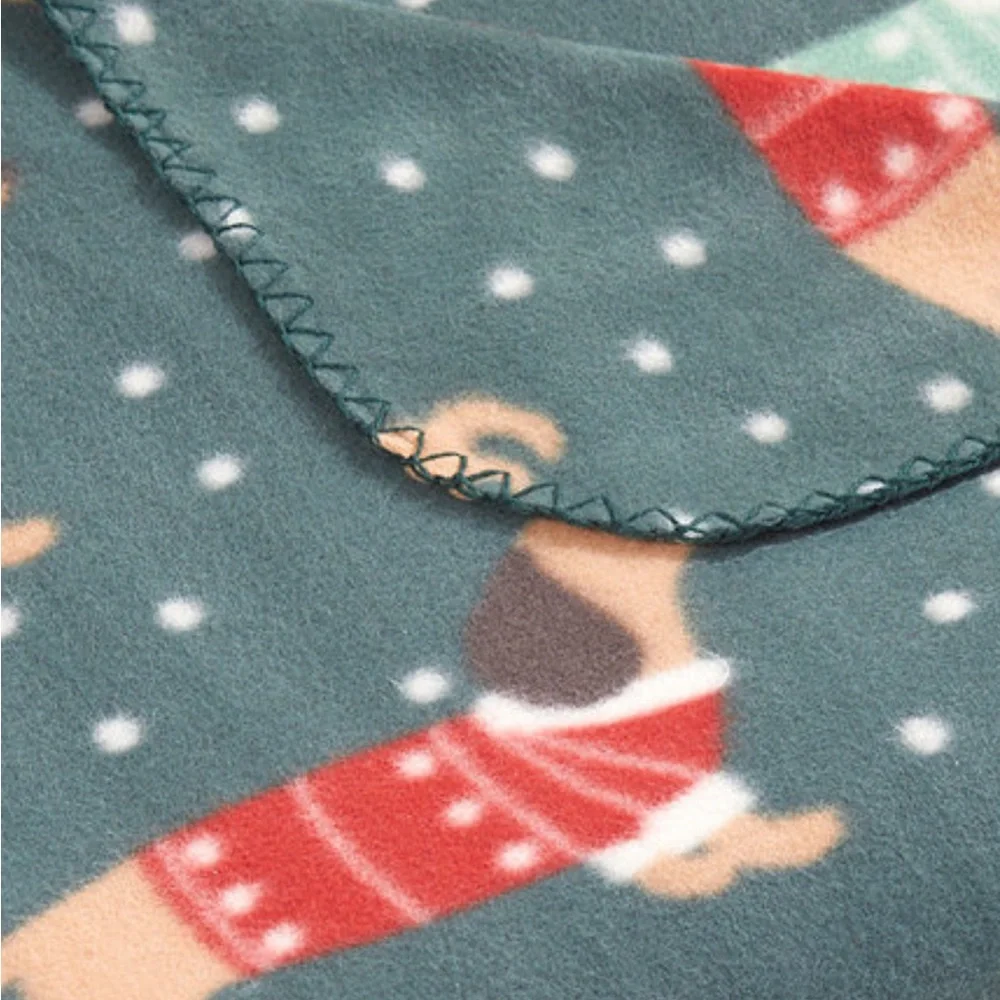 Charming Dachshund Dog Blanket - Teal and Red